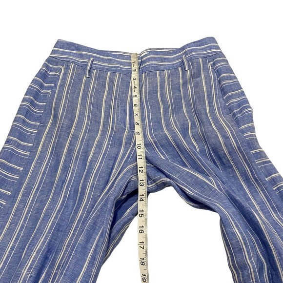 Anthropologie Ett:Twa Striped Linen Wide‎ Leg Pants Blue and White NWOT Size 4 - Picture 11 of 12